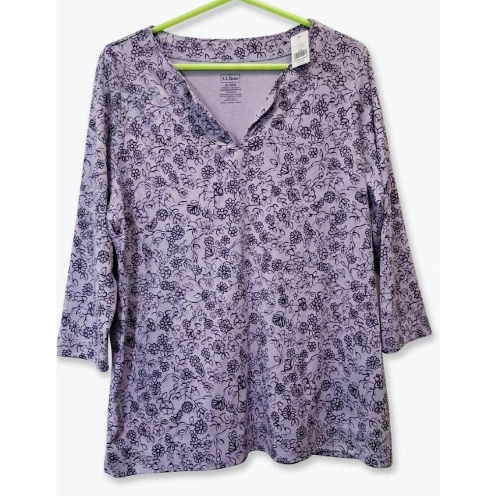 L.L. bean womens xl  purple top 100% supima cotton blouse